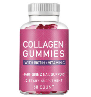 Oem Hot Selling Collagen Gummy Private Label Organic Vegan Collagen Biotina Gummy Per La Crescita Dei Capelli Unghie E Pelle Più Forti