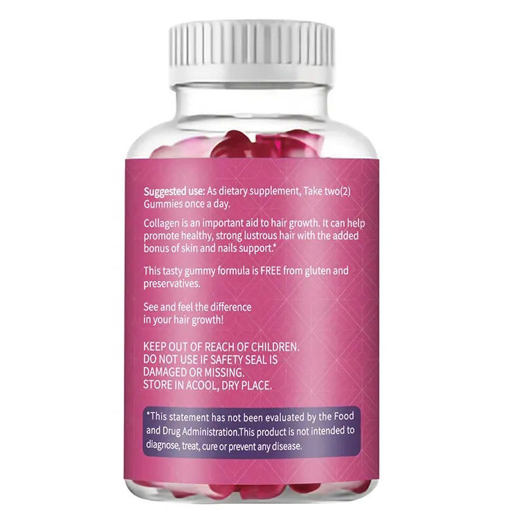 Oem Hot Selling Collagen Gummy Private Label Organic Vegan Collagen Biotina Gummy Per La Crescita Dei Capelli Unghie E Pelle Più Forti