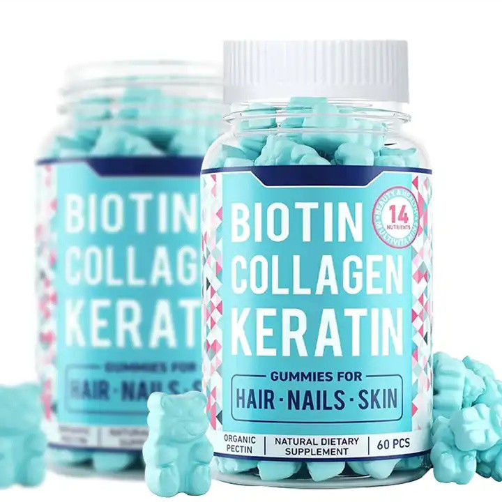 Oem Private Label Organico Vegano Starburst Gomma Dolci Crescita dei Capelli Unghie E Cura della Pelle Vitamine Collagene Biotina Gomme
