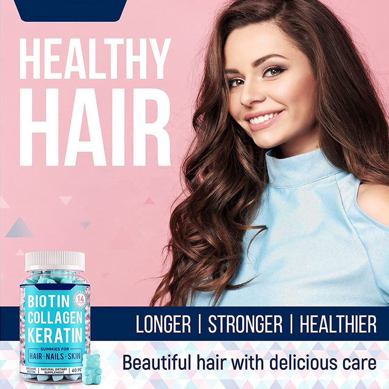 Oem Private Label Organico Vegano Starburst Gomma Dolci Crescita dei Capelli Unghie E Cura della Pelle Vitamine Collagene Biotina Gomme
