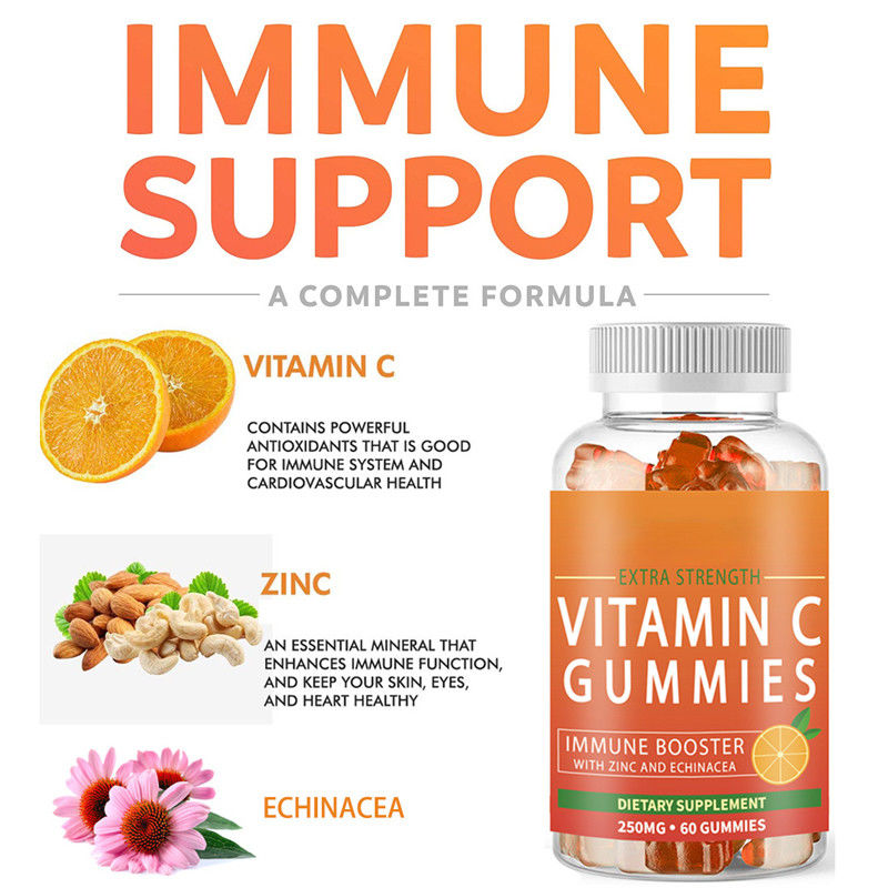 Oem Private Label Vitamine e integratori Vitamina C gomme per sbiancamento della pelle e miglioramento dell'immunità