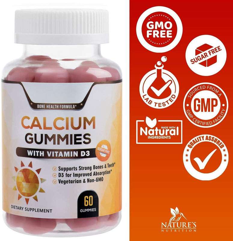 Oem Private Label Vegan Gummy Candy Calcio E Vitamina D3 Gummies Per Adulti Sostenere Ossa E Denti Salute