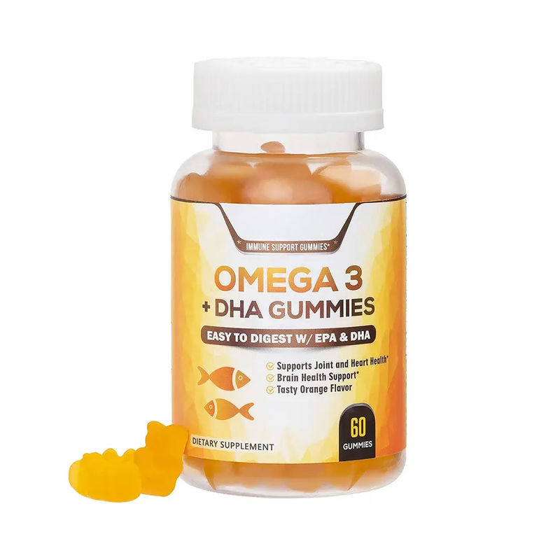 Etichetta privata Vegan Kids Dha Gummy Candy Supplements Brain Support Intelligence Booster olio di pesce Omega 3 gomma