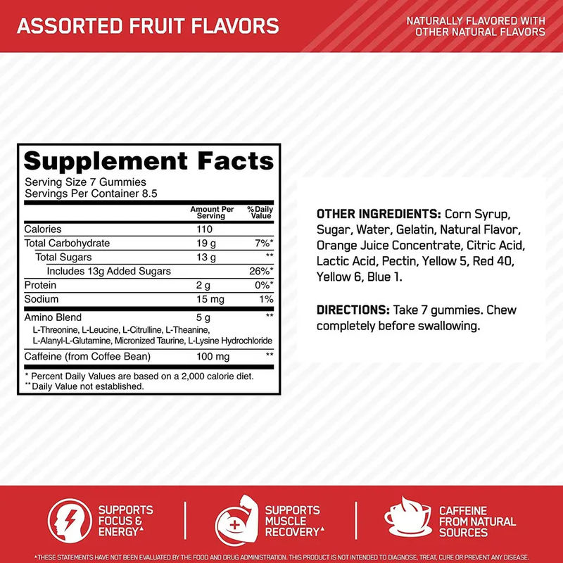 Oem supporta il recupero energetico muscolare Amino Energy Gummies Supplement For Anytime Energy
