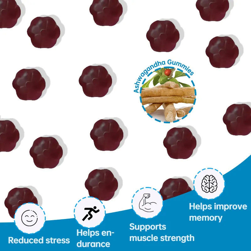 Caramelle gommose personalizzate Ashwaganda Gummies Supplementi sanitari per migliorare l'immunità e il buon sonno
