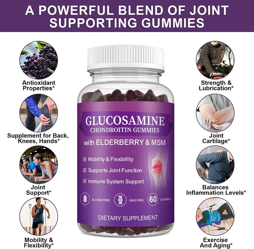 Oem Private Label Msm Supplemento per anziani Glucosamina Chondroitin gomme con supporto articolare e antiossidante immune