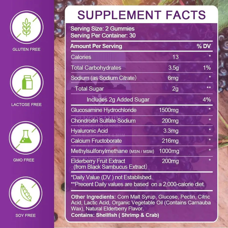 Oem Private Label Msm Supplemento per anziani Glucosamina Chondroitin gomme con supporto articolare e antiossidante immune