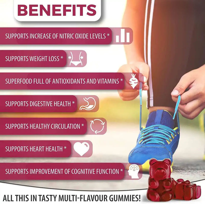Oem Private Label Sugar Free Organic Beet Root Gummies per la salute del cuore