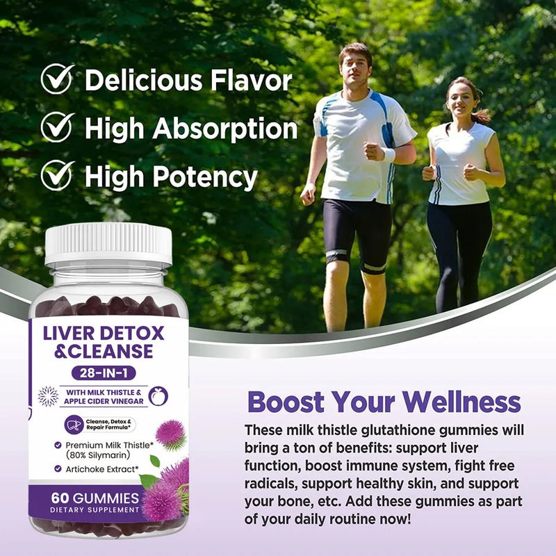 Oem Private Label Crestino di Latte Estratti Vegan Detox Fegato Detox gommoso Caramelle Crestino di Latte Gommoso
