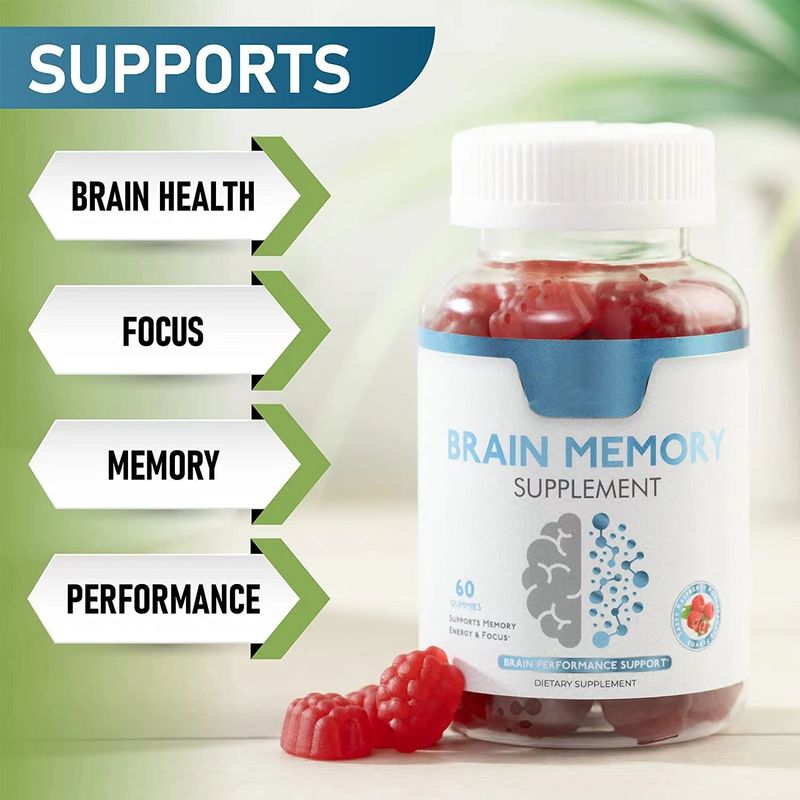 Oem Private Label Vegan Gummy Candy Focus Migliora la memoria Nootropics Brain Booster Supplement Nootropic Gummies