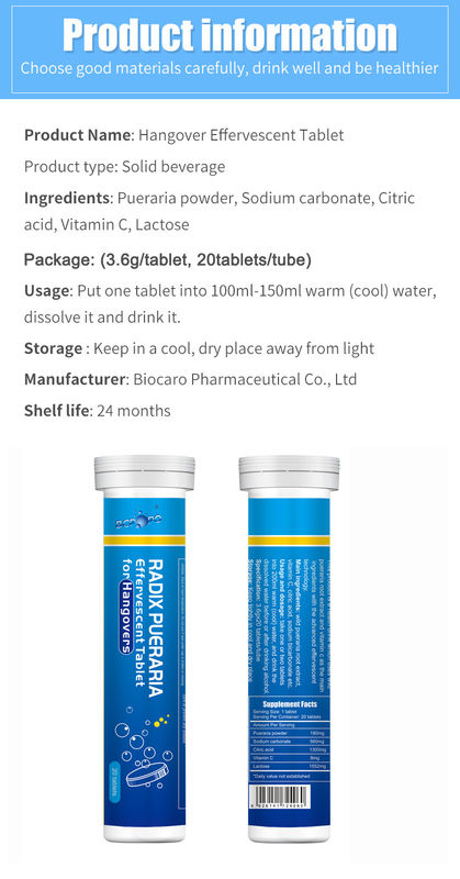 Oem Private Label Formule personalizzata integratori a base di erbe Protezione del fegato Rifornimento di sbornia Pillole effervescenti