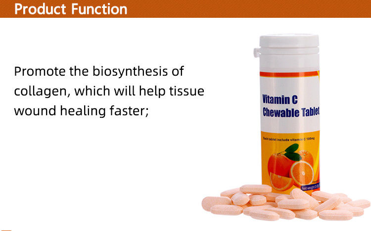 Oem Private Label Supplementi per il sbiancamento della pelle Immunità Personalizzazioni Vitamina C 100mg 500mg Comprimiti masticabili